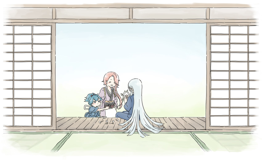 sayo samonji, souza samonji, and kousetsu samonji (touken ranbu) drawn by pinokima