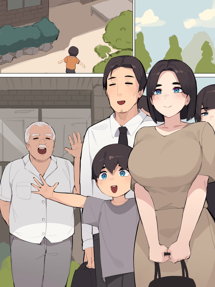 akiyama fumika, akiyama yuko, akiyama toru, and akiyama ryosuke (original) drawn by pepper0