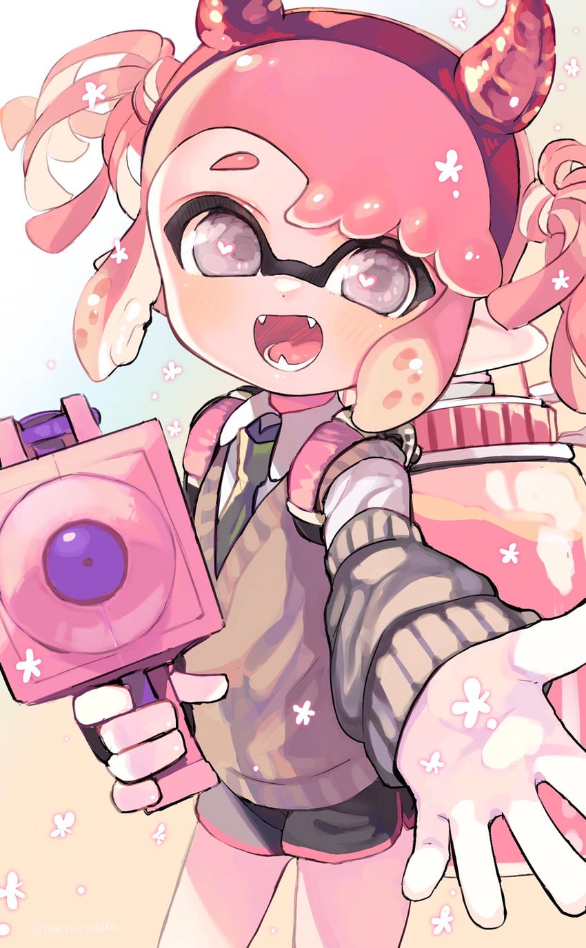 inkling player character and inkling girl (splatoon) drawn by amezawa_koma