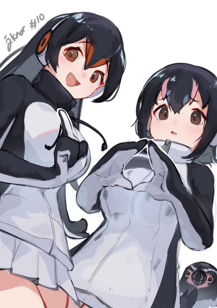 humboldt penguin, gentoo penguin, and grape-kun (kemono friends) drawn by jknor