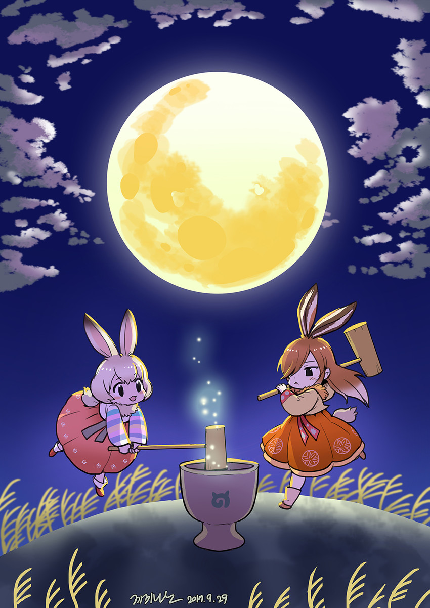 european hare and mountain hare (kemono friends) drawn by roonhee