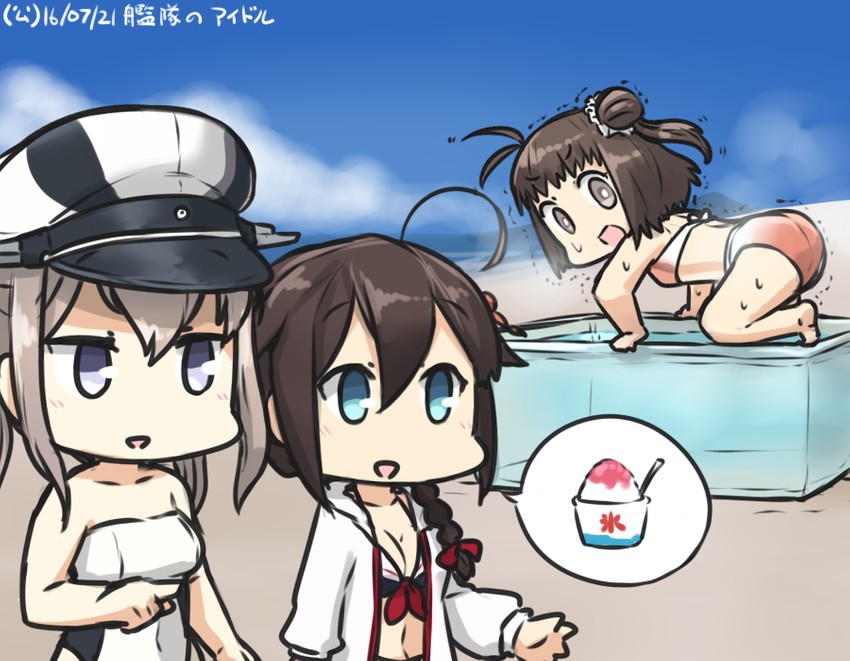 shigure, graf zeppelin, and naka (kantai collection) drawn by hamu_koutarou
