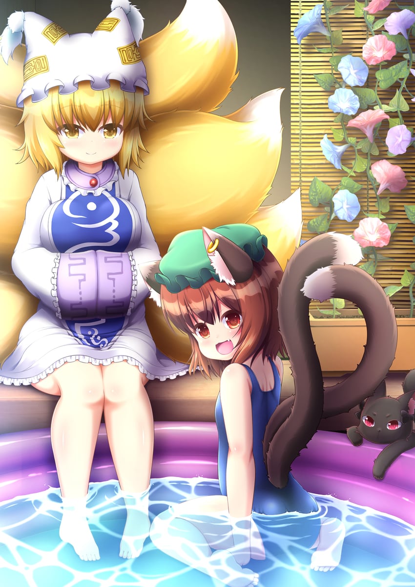 yakumo ran, kaenbyou rin, and chen (touhou) drawn by neko_usagi