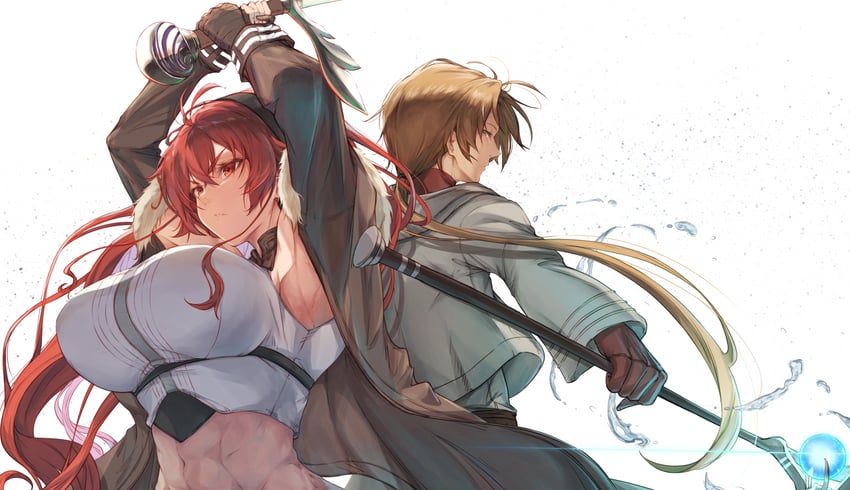 eris greyrat and rudeus greyrat (mushoku tensei) drawn by marbo_(saico556)