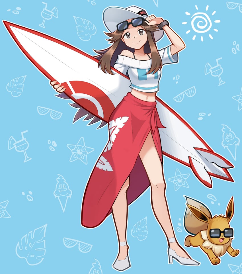 eevee and leaf (pokemon and 1 more) drawn by mr.thunderigor