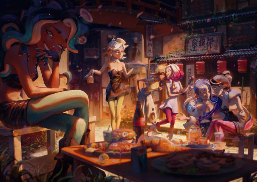 callie, marie, shiver, marina, frye, and 2 more (splatoon and 1 more) drawn by razel_v0