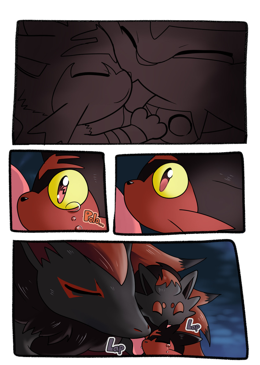 litten, zorua, and zoroark (pokemon) drawn by suan_ringo