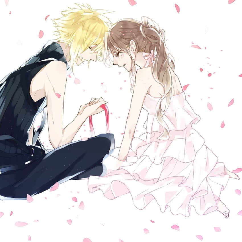 cloud strife and aerith gainsborough (final fantasy and 2 more) drawn by uvermint