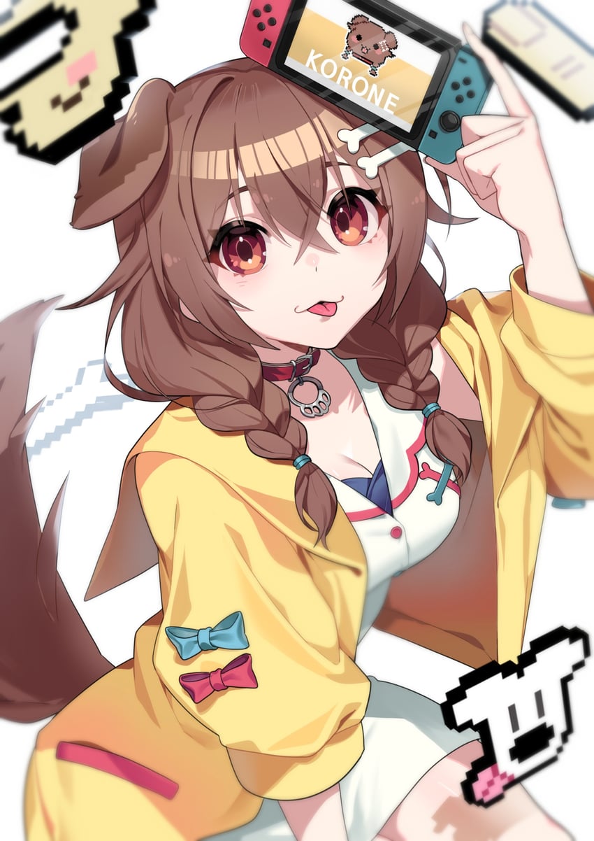 inugami korone, listener, and hoso-inu (hololive and 1 more) drawn by gachop99