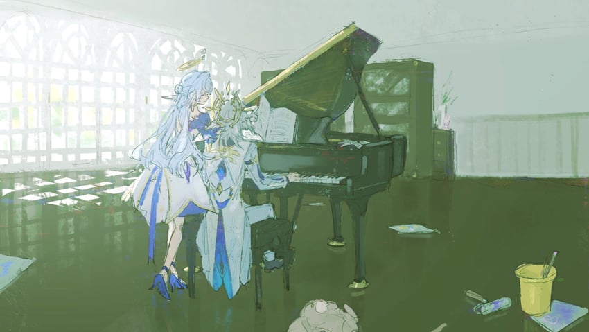 robin and sunday (honkai and 1 more) drawn by ehrx8n