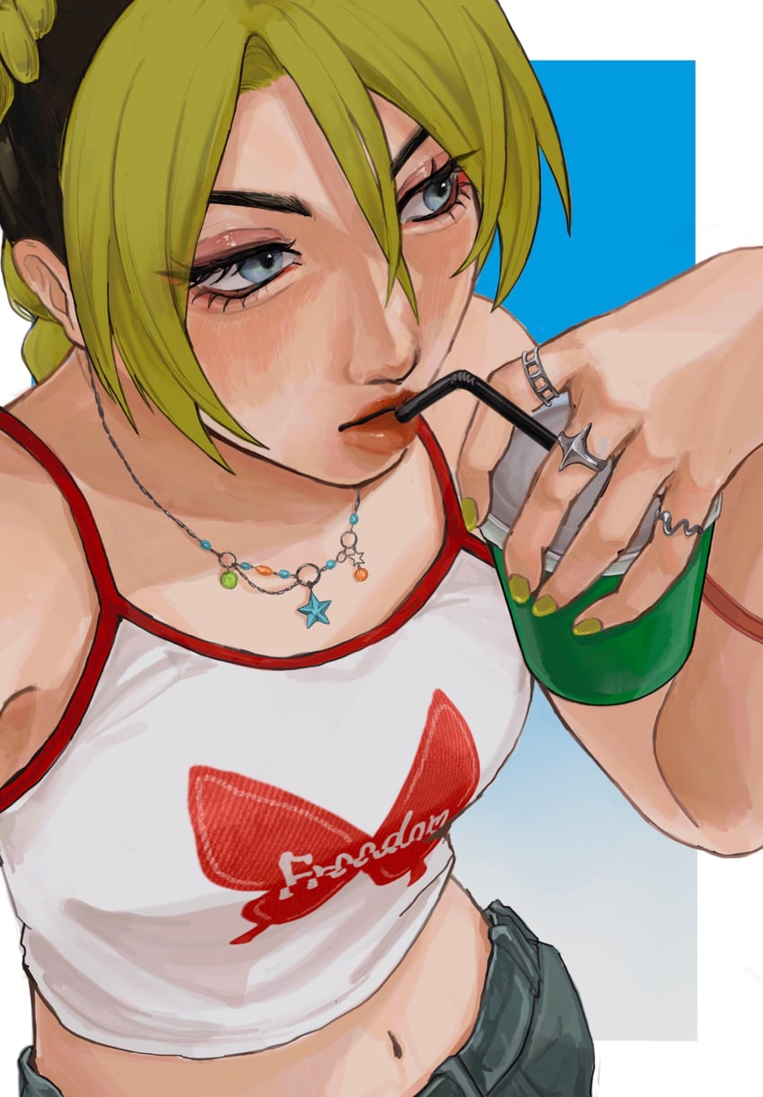 kujo jolyne (jojo no kimyou na bouken and 2 more) drawn by umeko_(00_nro9)
