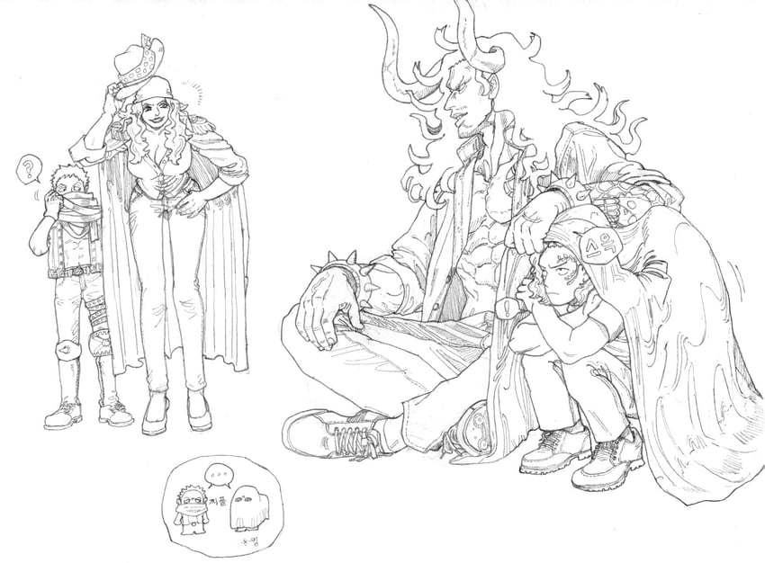 kaidou, charlotte katakuri, king, and charlotte linlin (one piece) drawn by solbangul00