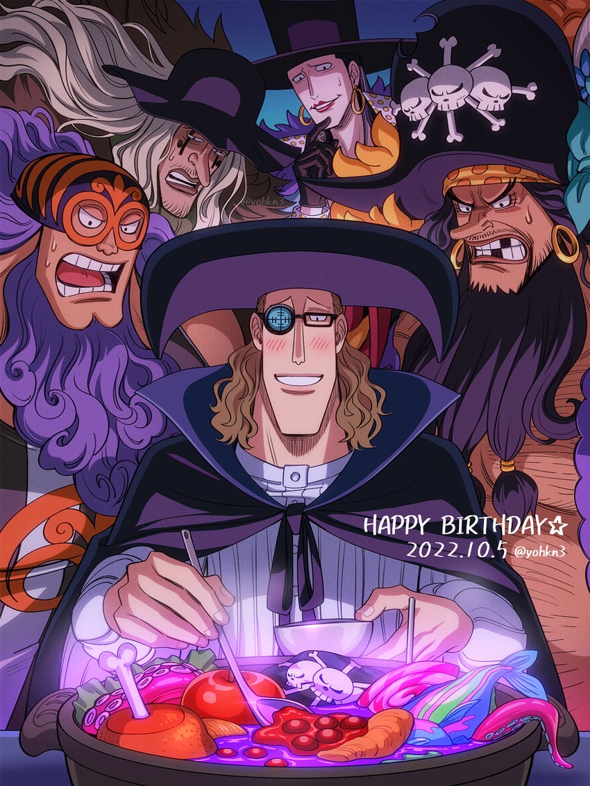 marshall d. teach, jesus burgess, lafitte, van augur, and doc q (one piece) drawn by youkan_(tako)