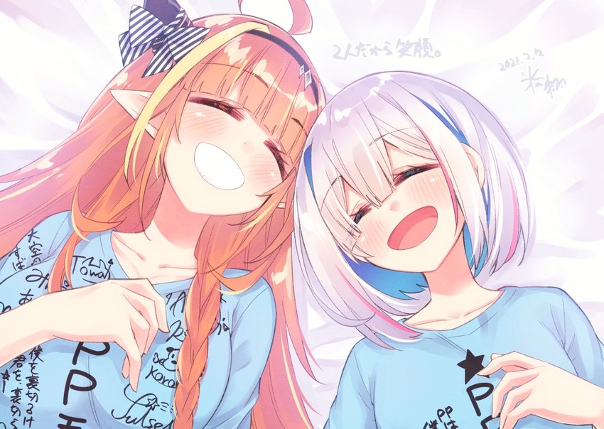 amane kanata and kiryu coco (hololive) drawn by hikawa_shou