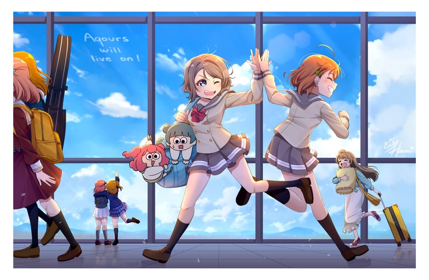 watanabe you, hinoshita kaho, minami kotori, kosaka honoka, tsushima yoshiko, and 4 more (love live! and 5 more) drawn by ska.harumi