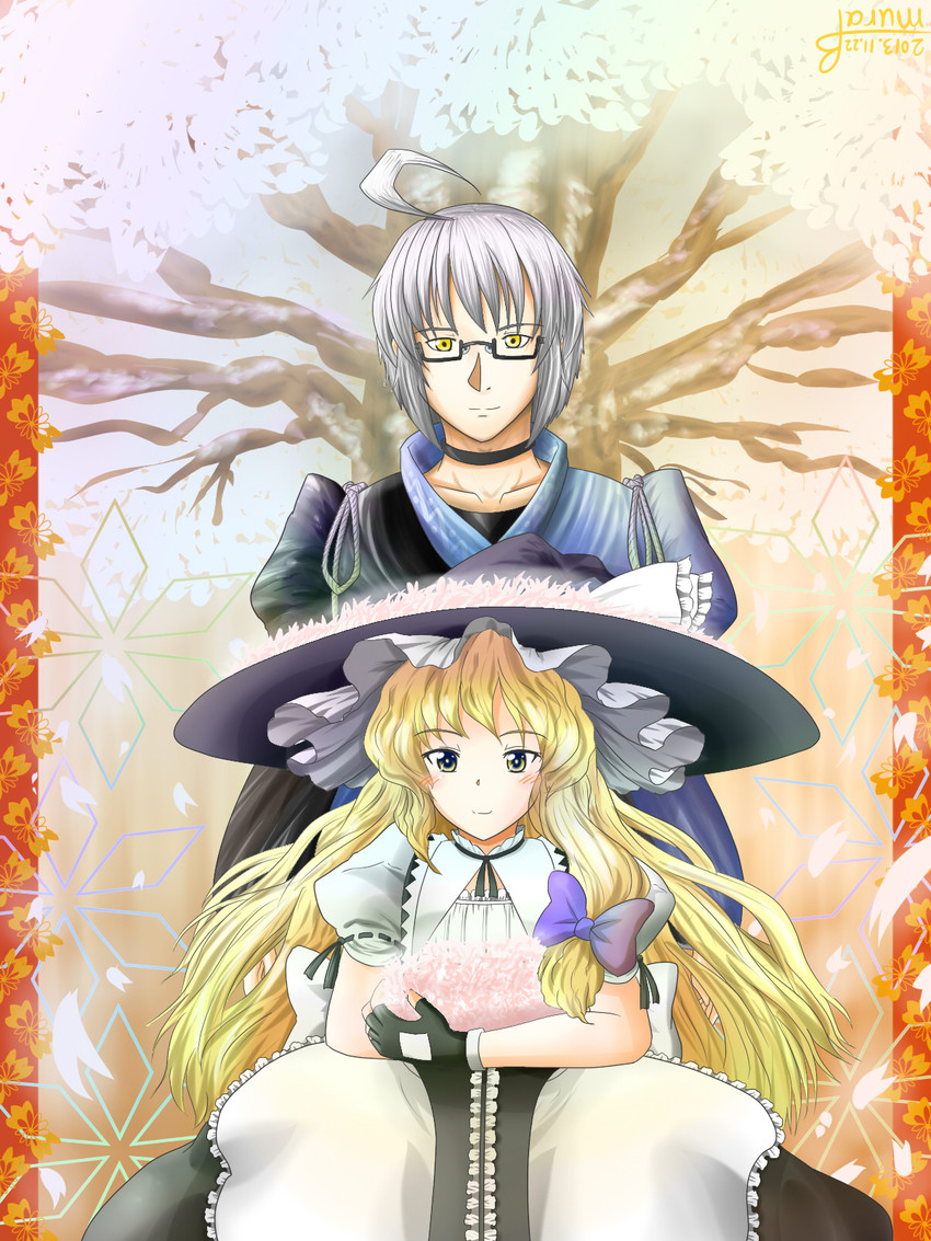 kirisame marisa and morichika rinnosuke (touhou) drawn by mubii