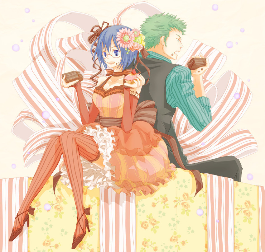 roronoa zoro and tashigi (one piece) drawn by kigisu