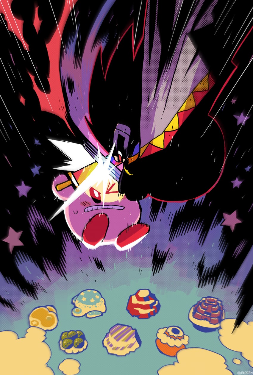 kirby, dark matter, and dark matter blade (kirby and 1 more) drawn by rariatto_(ganguri)