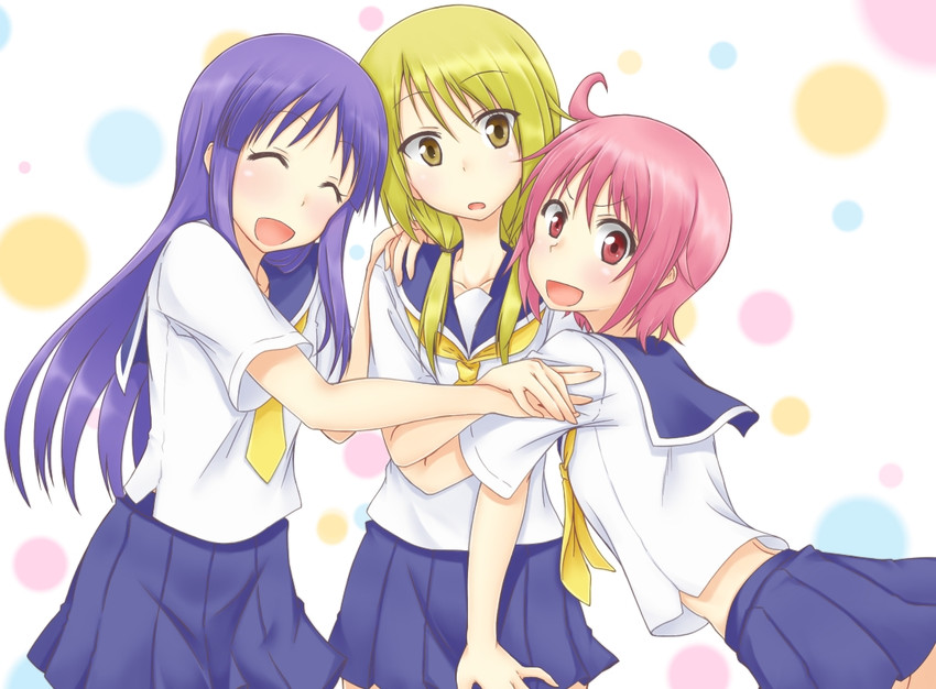 ichii yui, hinata yukari, and nonohara yuzuko (yuyushiki) drawn by kyoukya_(kyouya02)
