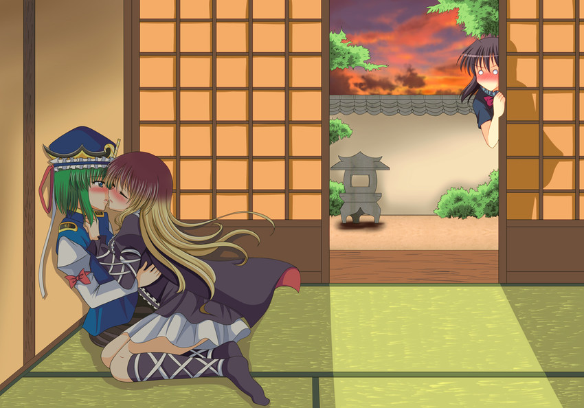 hijiri byakuren, houjuu nue, and shiki eiki (touhou) drawn by ougi_(ihayasaka)