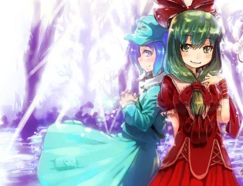 kawashiro nitori and kagiyama hina (touhou) drawn by yazawa_oke