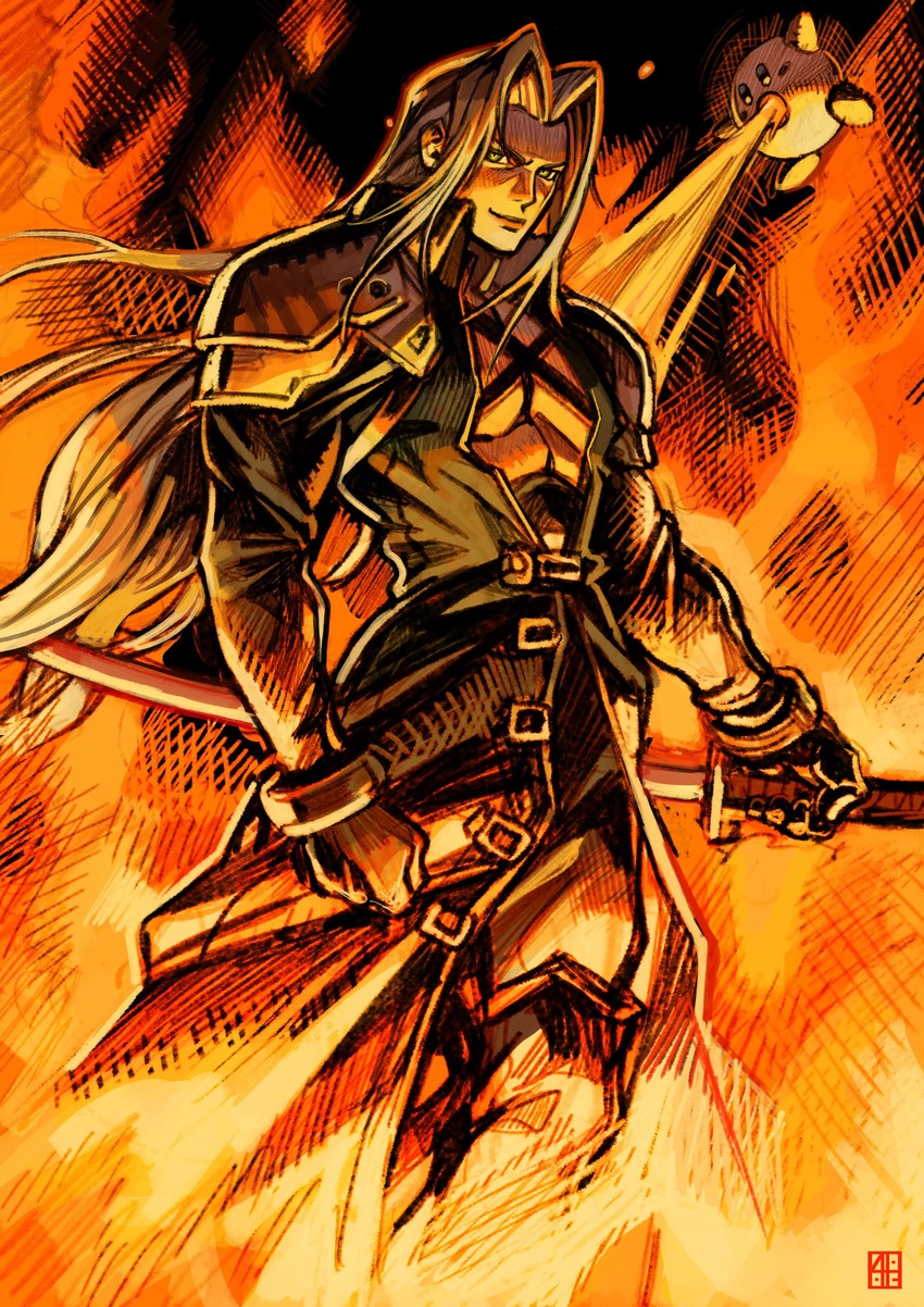 kirby and sephiroth (final fantasy and 3 more) drawn by absolum_art