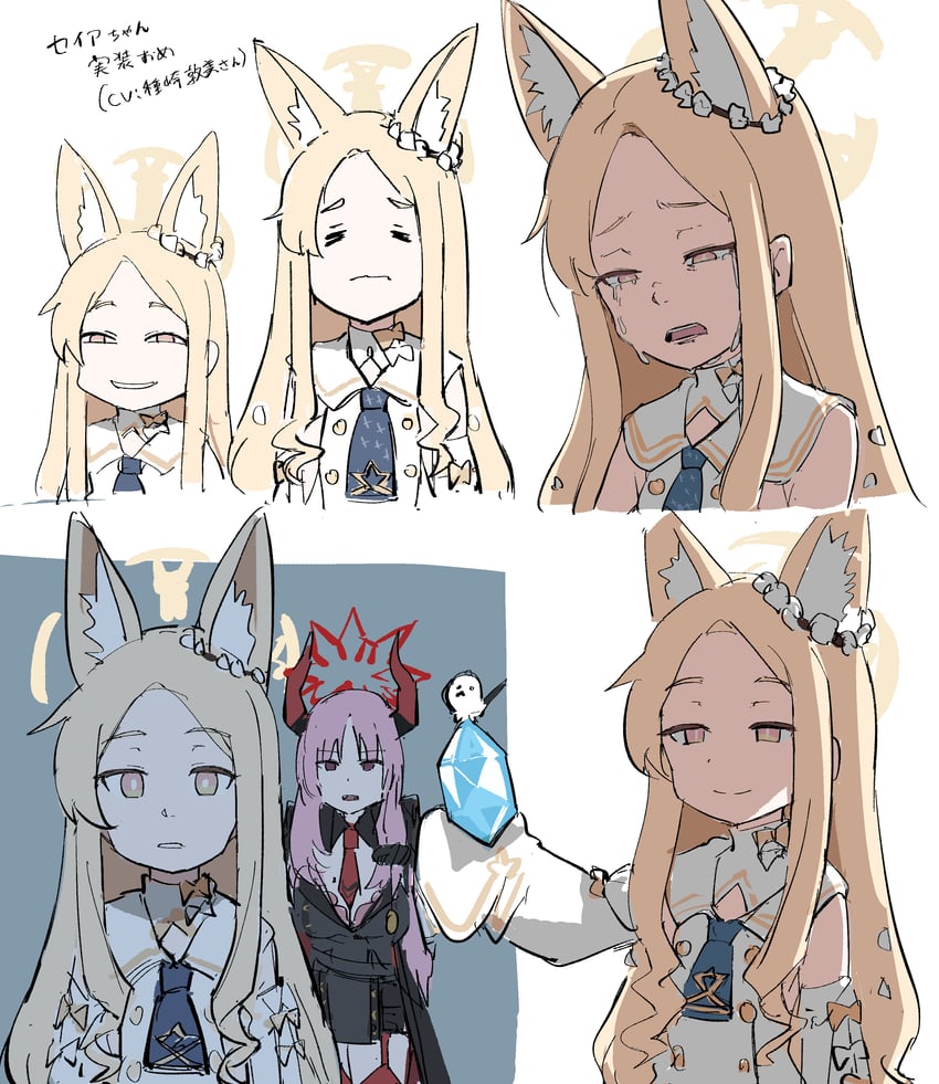 frieren, anya, seia, satsuki, and tanezaki atsumi (blue archive and 2 more) drawn by tenten_(chan4545)