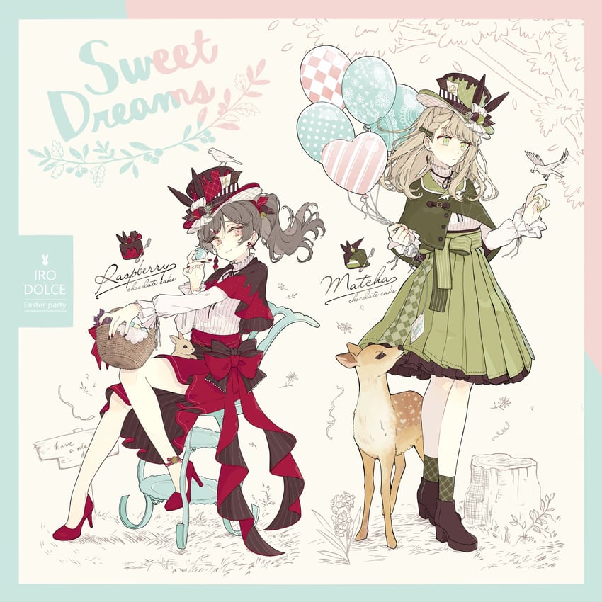 konogata yui and kamiusagi rena (chokokeki 6 shimai) drawn by akakura