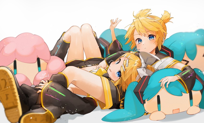 hatsune miku, kagamine rin, kagamine len, megurine luka, and takoluka (vocaloid) drawn by gotoh_(nekocat)