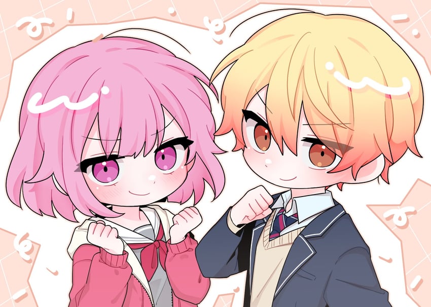 ootori emu and tenma tsukasa (project sekai) drawn by min_ble