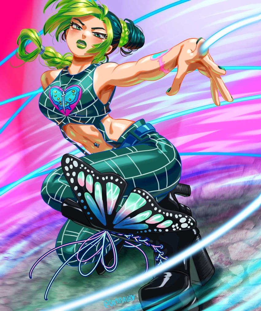 kujo jolyne (jojo no kimyou na bouken and 1 more) drawn by gamusaur