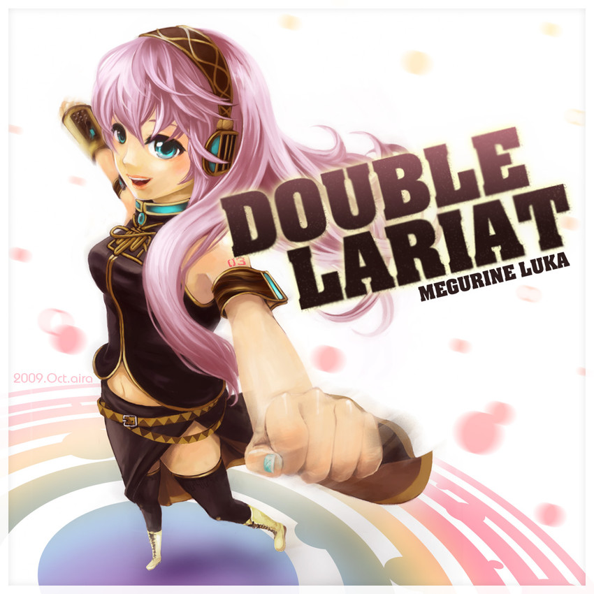 megurine luka (vocaloid and 1 more) drawn by aira129