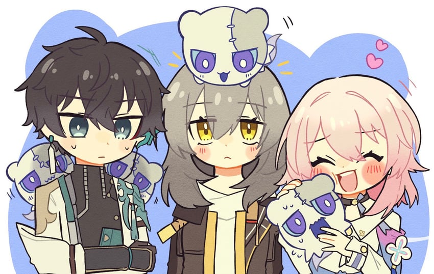 trailblazer, stelle, march 7th, dan heng, and wubbaboo (honkai and 1 more) drawn by fumiri_(2mm_3232)
