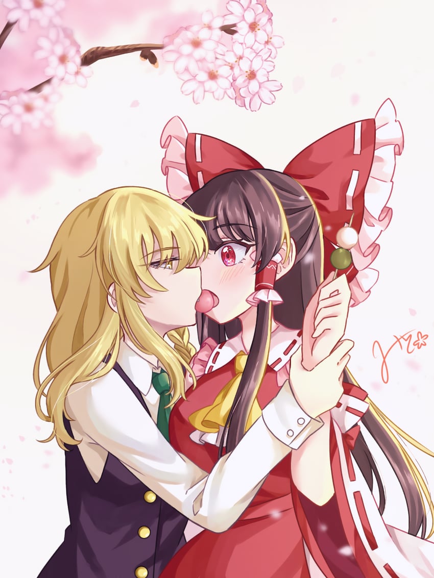hakurei reimu and kirisame marisa (touhou) drawn by mito_(fate)