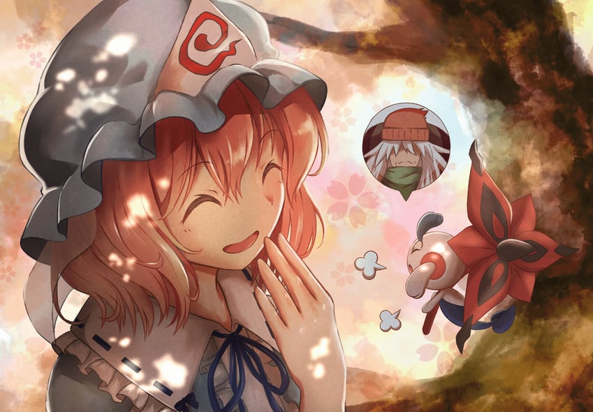 saigyouji yuyuko, floette, and az (touhou and 2 more) drawn by pori
