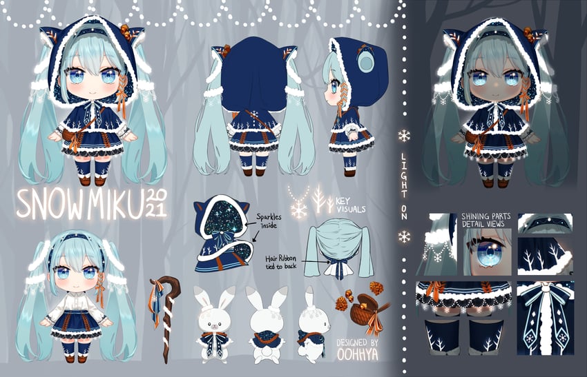 hatsune miku, yuki miku, and rabbit yukine (vocaloid) drawn by oohhya