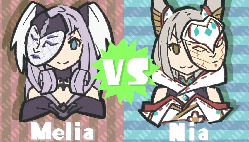 nia and melia antiqua (splatoon and 2 more) drawn by highena