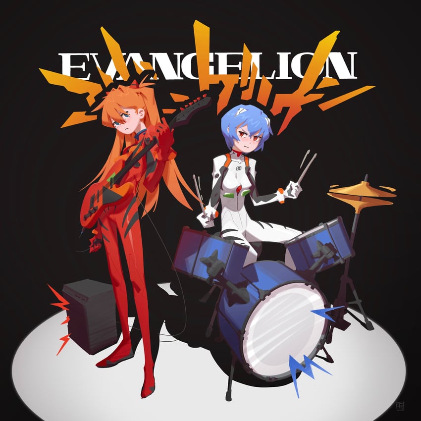 souryuu asuka langley and ayanami rei (neon genesis evangelion) drawn by felix_thirasat