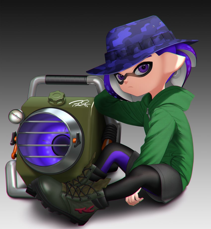 inkling player character and inkling boy (splatoon) drawn by puchiman