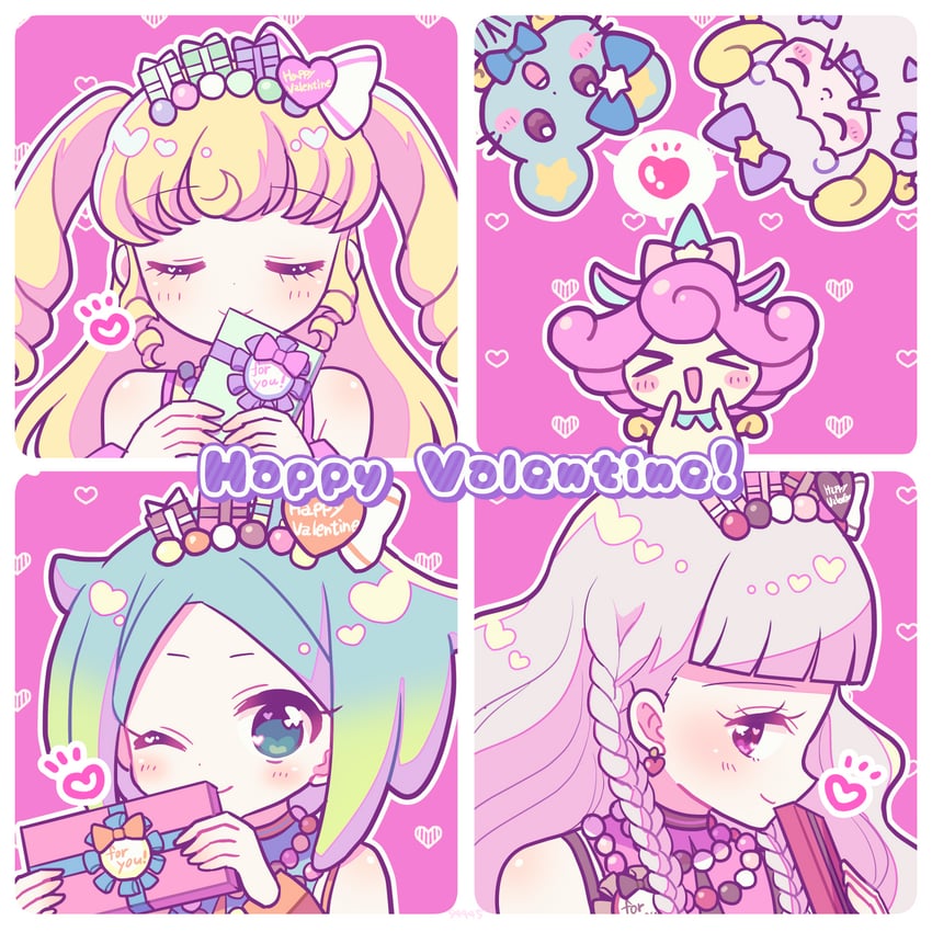 yumekawa yui, nijiiro nino, koda michiru, miichiru, punicorn, and 2 more (pretty series and 2 more) drawn by koyoshi_yoko