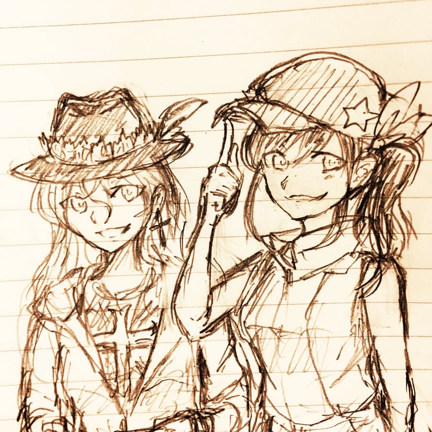 jacket girl and label girl (touhou and 1 more) drawn by rokki_hero