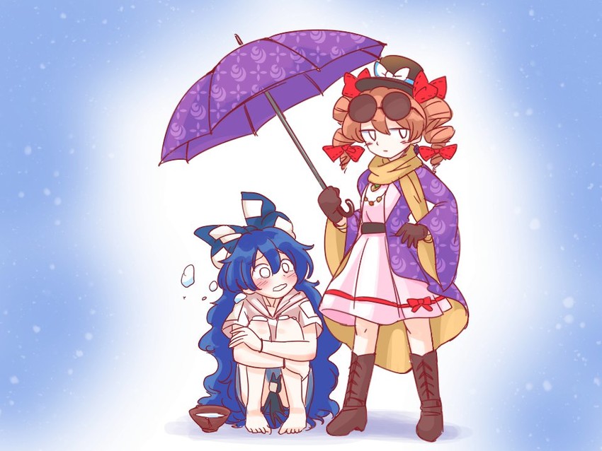 yorigami shion and yorigami jo'on (touhou) drawn by itatatata