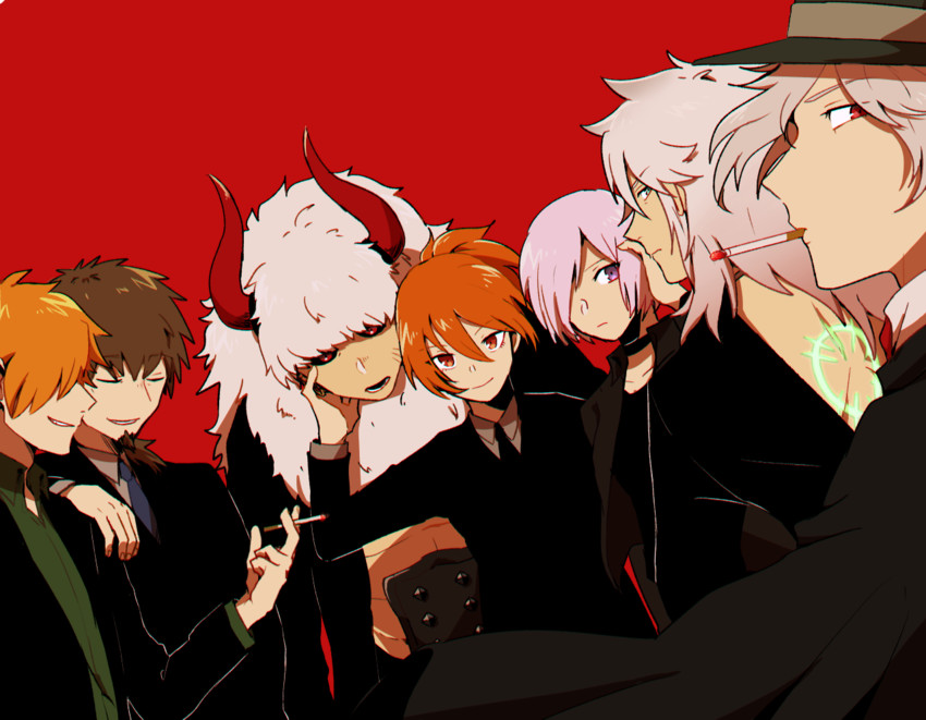 mash kyrielight, fujimaru ritsuka, edmond dantes, robin hood, siegfried, and 2 more (fate and 3 more) drawn by micro_f39