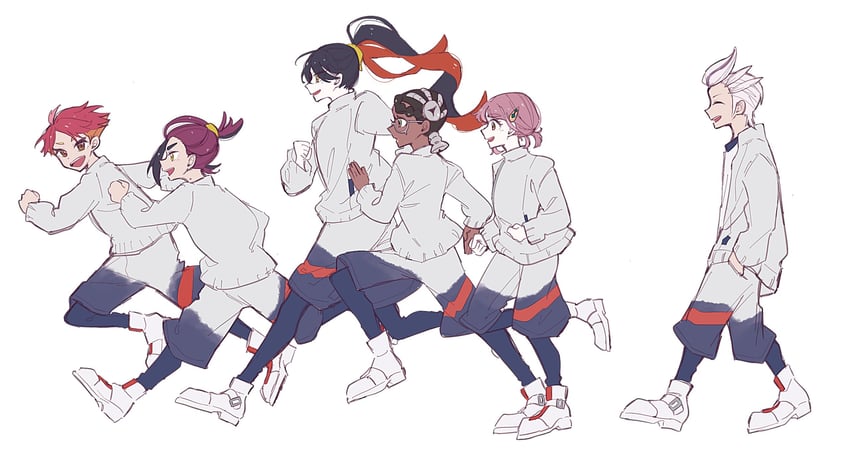 kieran, carmine, lacey, drayton, crispin, and 1 more (pokemon and 1 more) drawn by enekonoshippo27