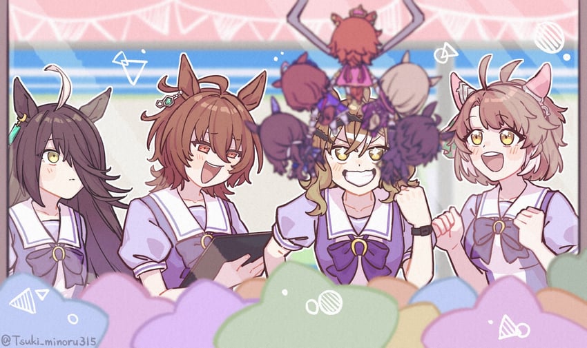 agnes tachyon, manhattan cafe, admire vega, t.m. opera o, meisho doto, and 4 more (umamusume and 2 more) drawn by tsuki_minoru315