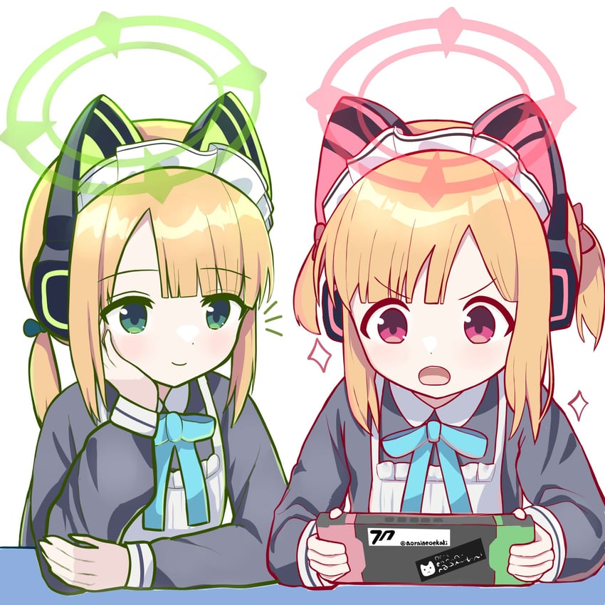 momoi and midori (blue archive) drawn by aoraine