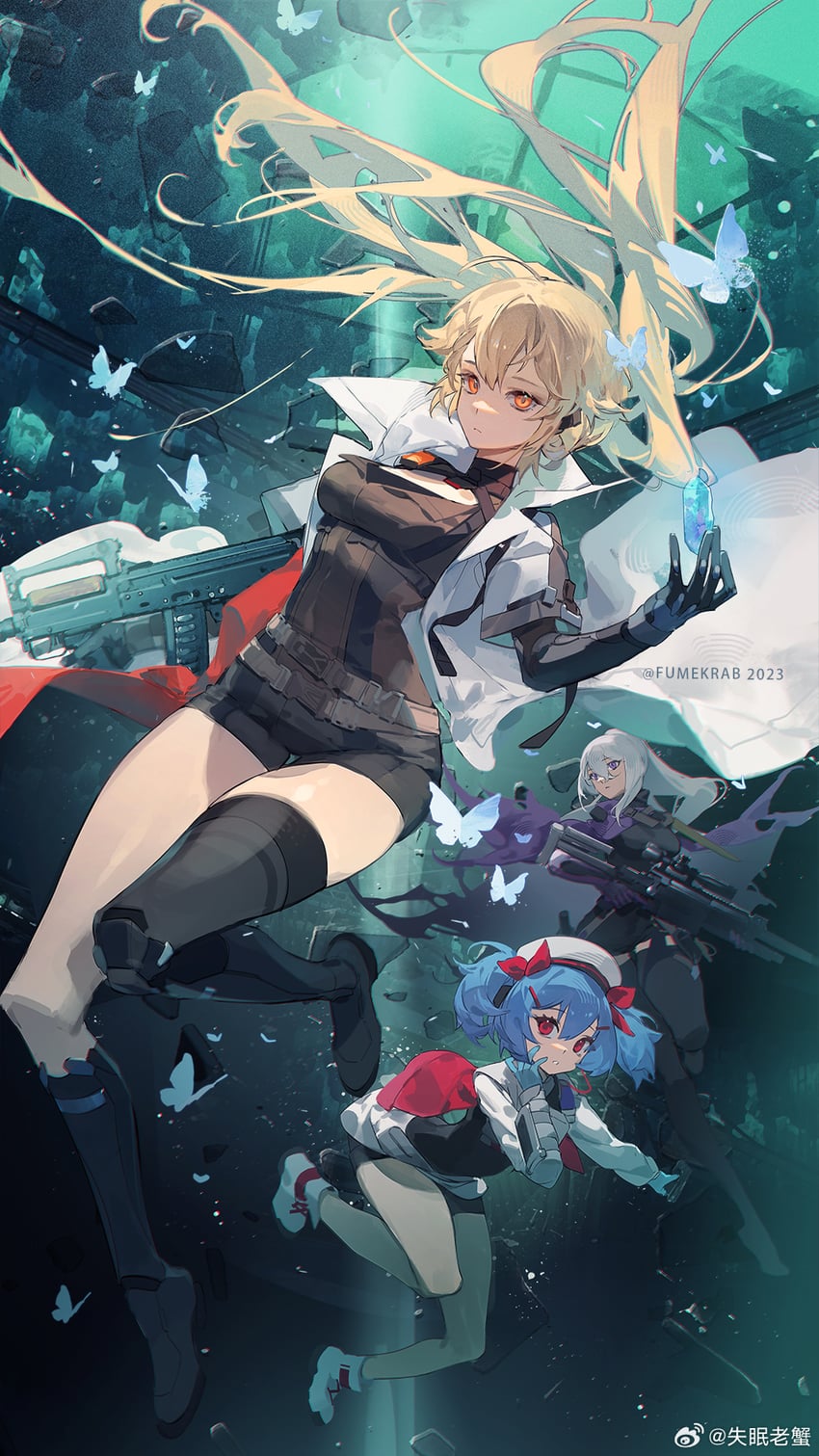 ots-14, groza, colphne, and nemesis (girls' frontline and 1 more) drawn by krab_(fumekrab)