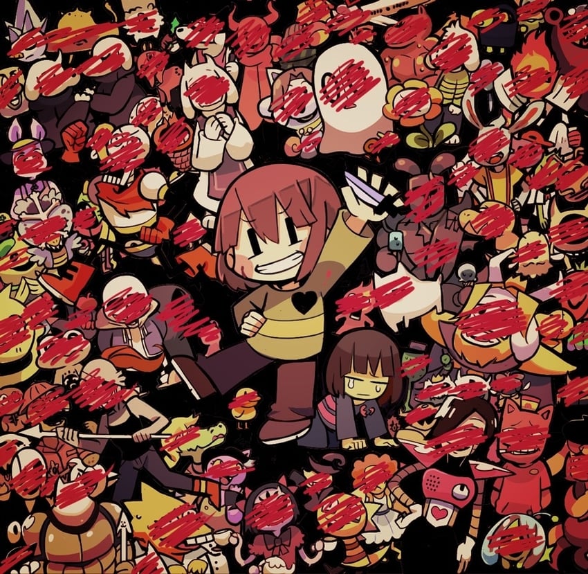 chara, sans, papyrus, undyne, toriel, and 69 more (undertale) drawn by terada_tera