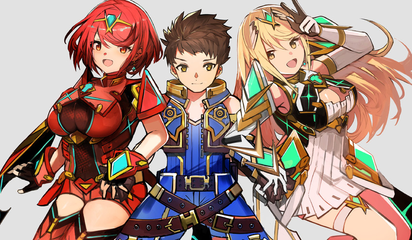 pyra, mythra, and rex (xenoblade chronicles and 1 more) drawn by tarbo_(exxxpiation)