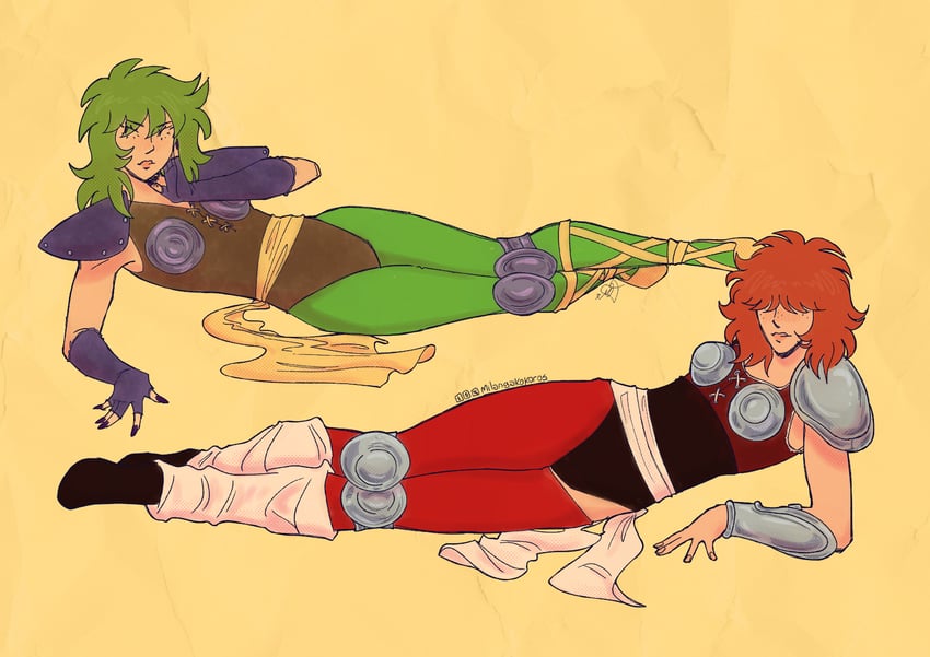 aquila marin and ophiuchus shaina (saint seiya) drawn by milangakokoros